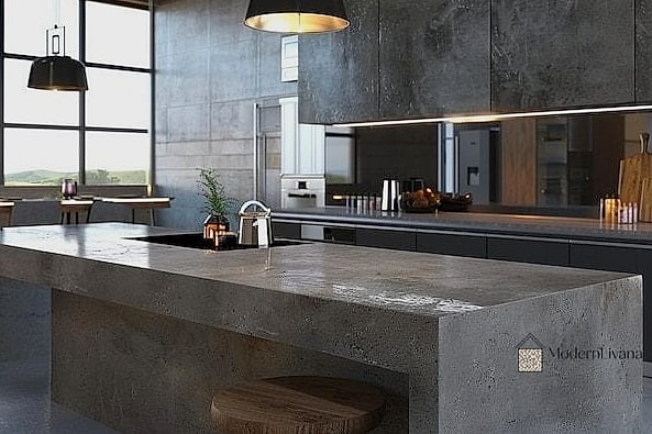 25 Industrial Kitchen Ideas From Homes We Absolutely Love 13 Concrete Look Porcelain Flooring