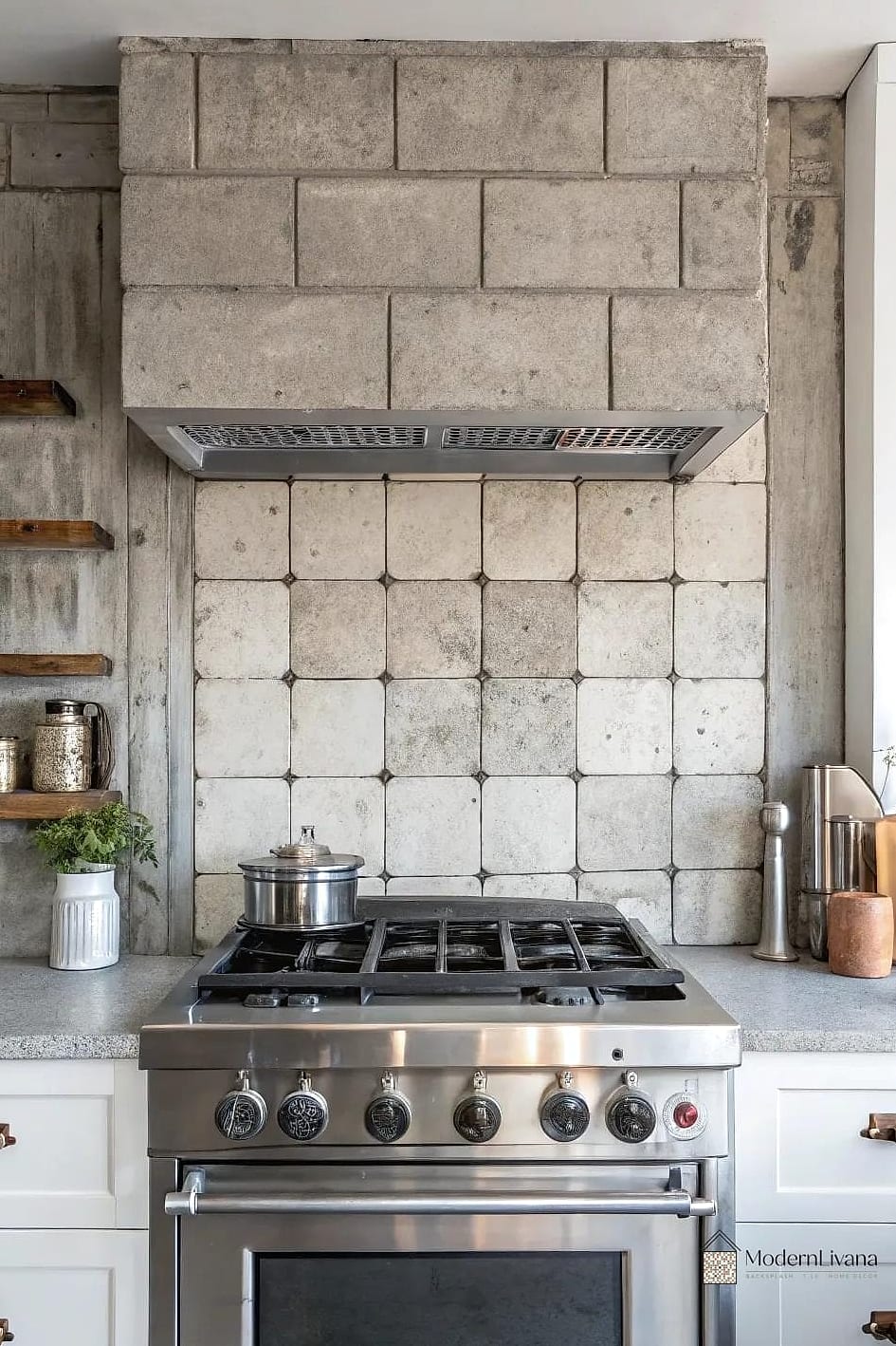 20 Kitchen Backsplash Ideas That Will Transform Your Space 17 Concrete-Look Tile for Industrial Style