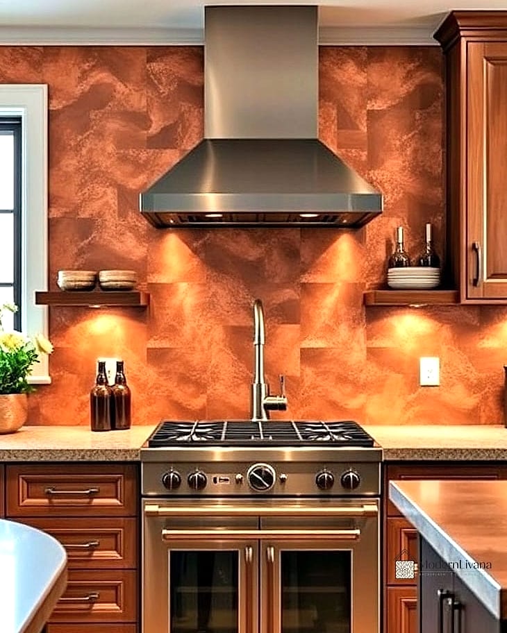 24 Rustic Backsplash Ideas to Inspire Your Next Renovation 10 Copper Sheet Backsplash