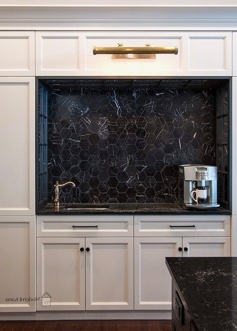 23 Marble Backsplash Ideas That Are Stylish and Practical 7 Dark Marble Backsplash for a Dramatic Kitchen