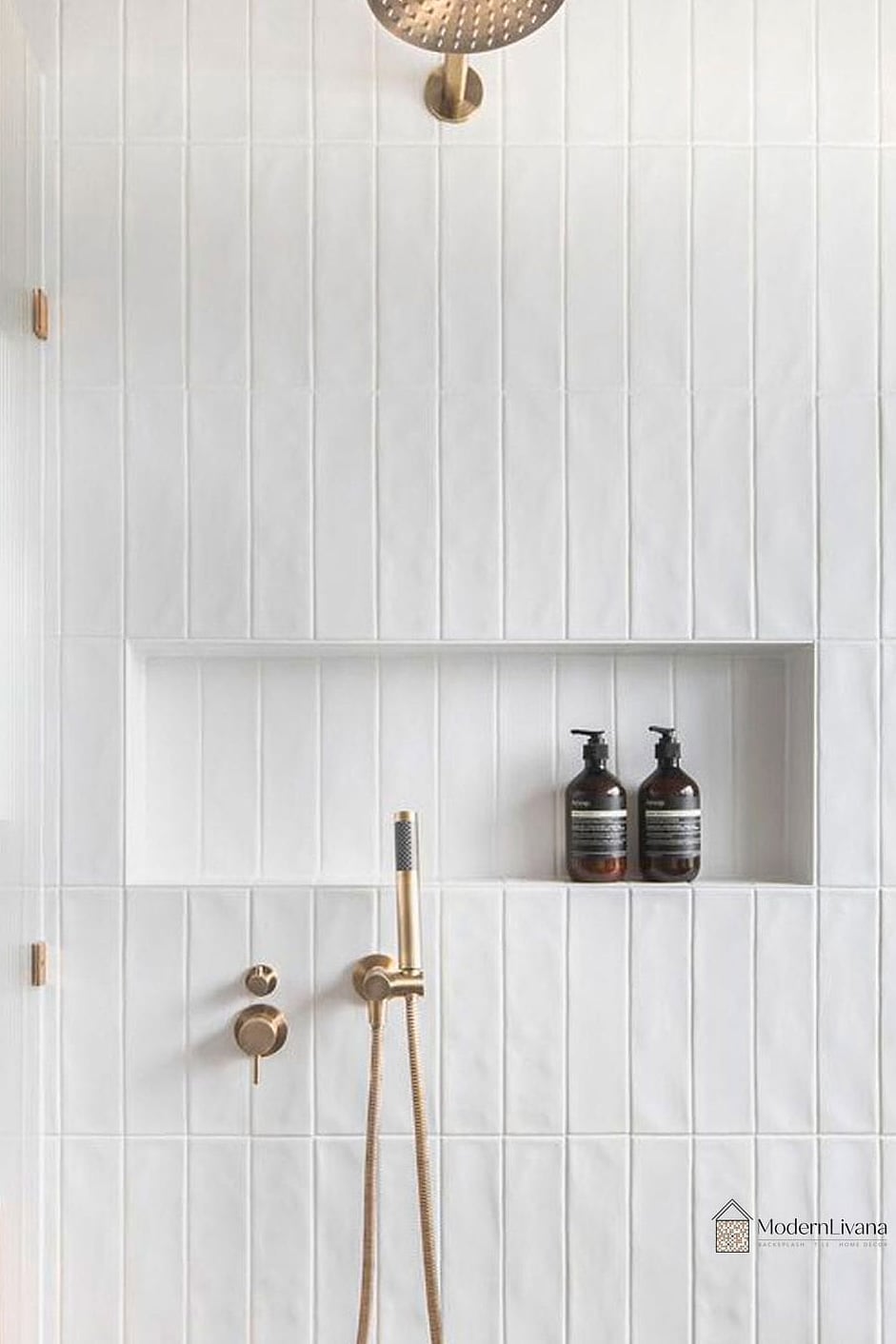 Dark Vertical Tile with Brass Accents