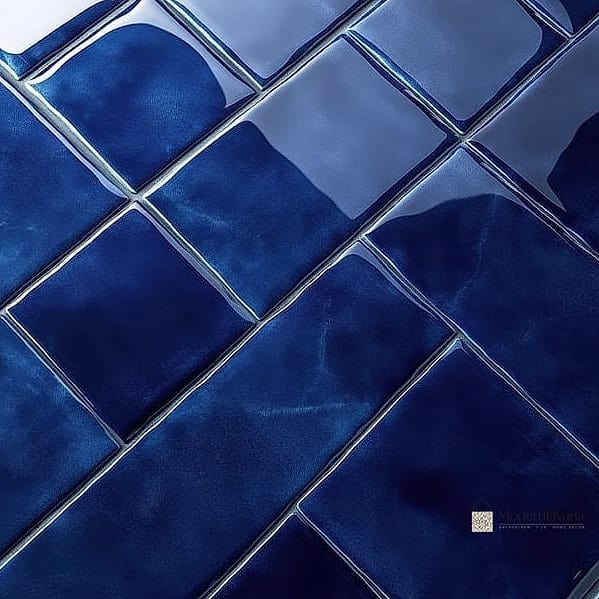 Deep Blue Glass Accent Wall
