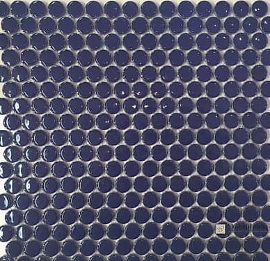 27 Blue Mosaic Tile Ideas From Homes We Absolutely Love 8 Denim Blue Penny Tile Bathroom Floor