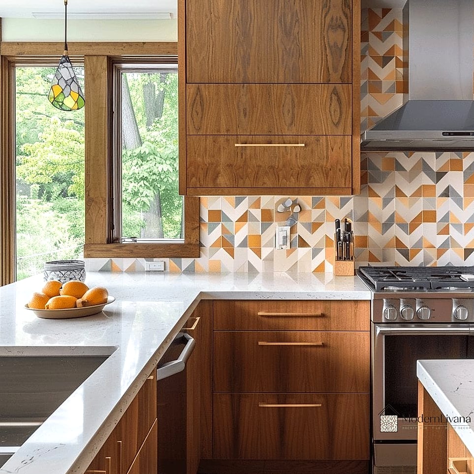 Diamond-Pattern Tile Flooring
