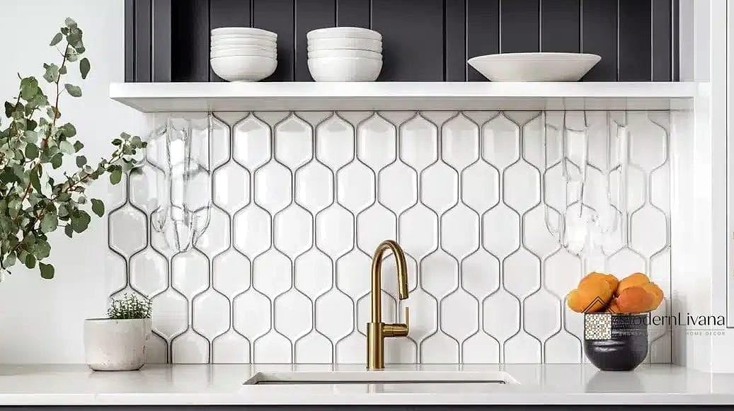 Elongated Hexagon Tile With Dark Grout Contrast