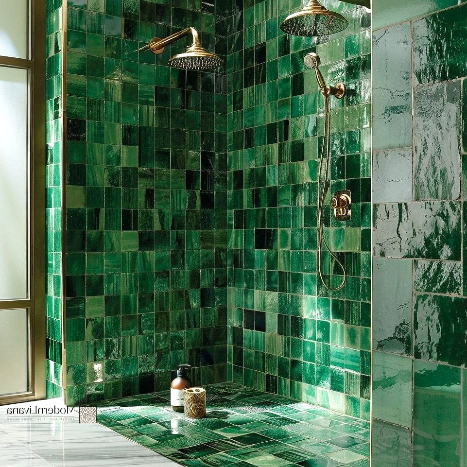 25 Modern Glass Tile Ideas That Look Expensive But Aren't 7 Emerald Green Statement Wall