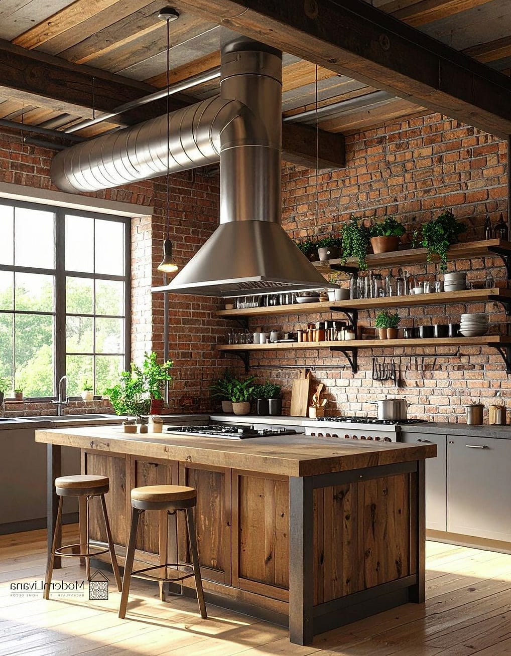 25 Industrial Kitchen Ideas From Homes We Absolutely Love 22 Exposed Vent Hood as a Design Feature