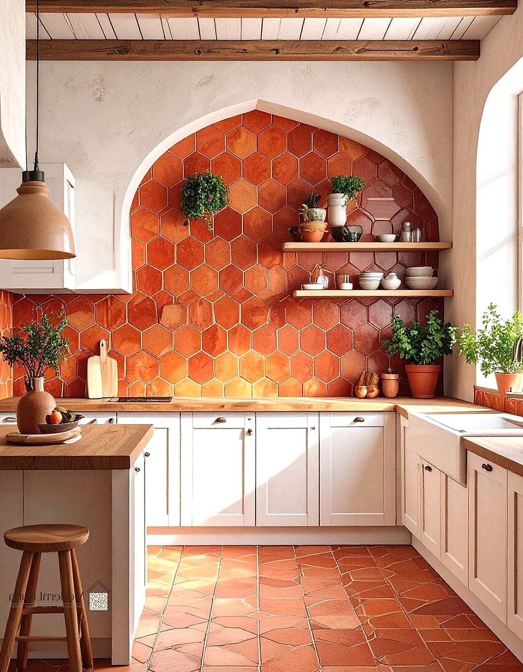 Floor-to-Ceiling Terracotta Wall