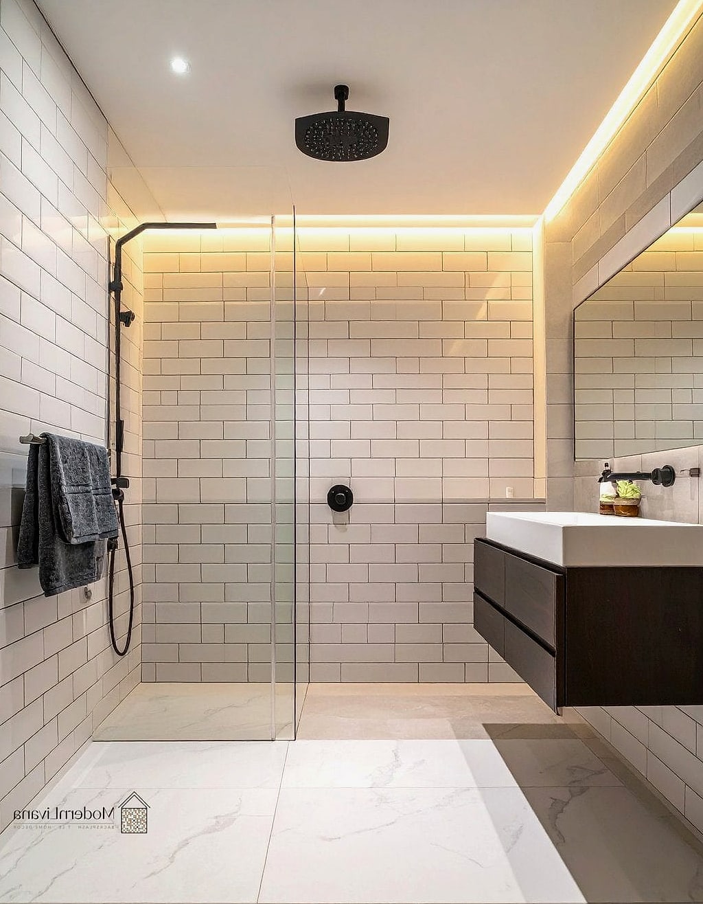 Floor-to-Ceiling Bathroom Subway Tile