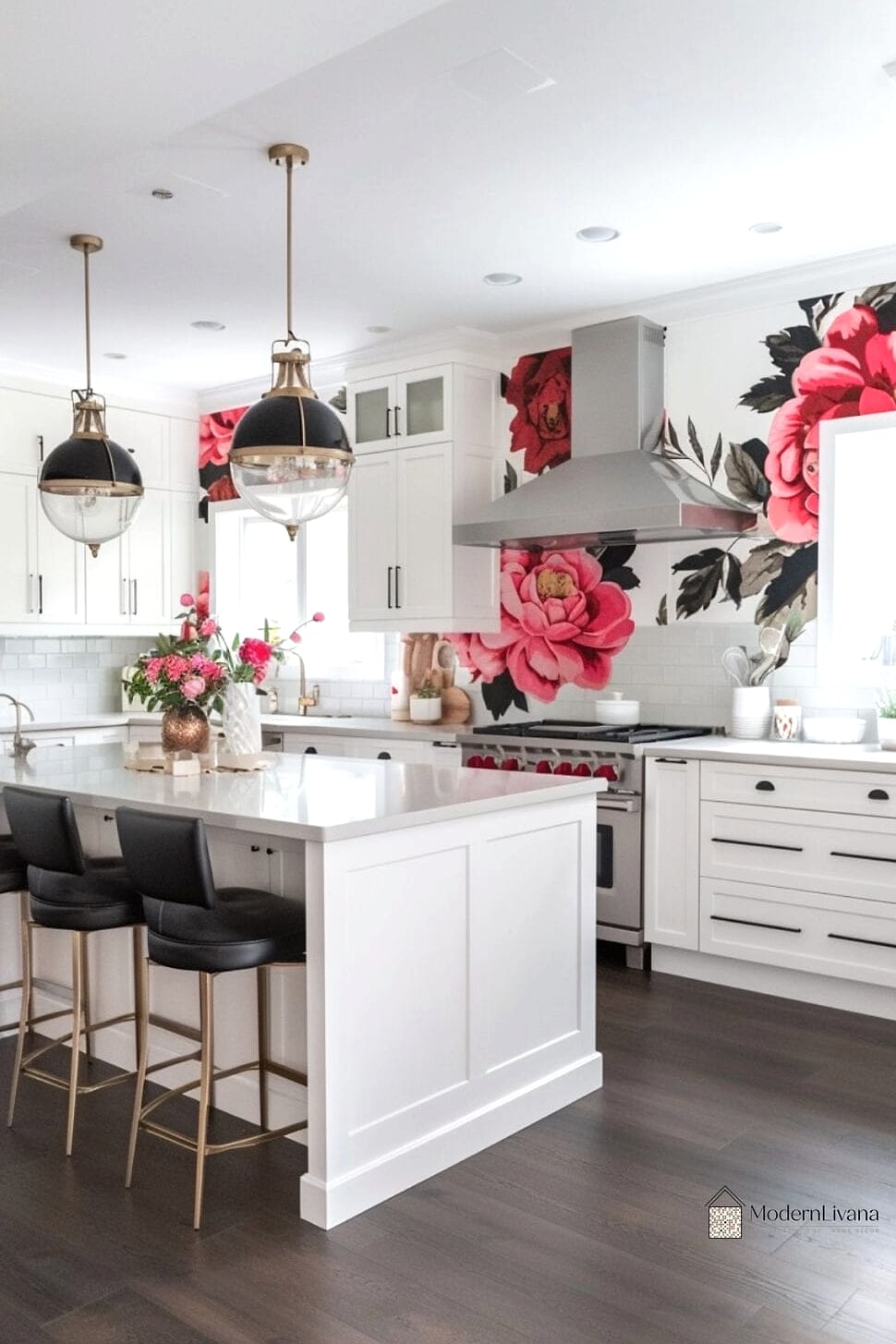 Floral Art Above Countertops