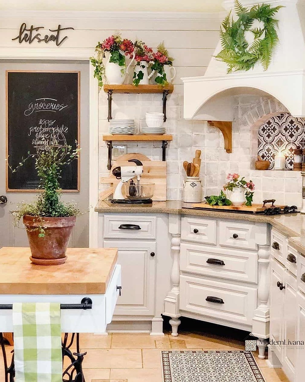 Floral Butcher Block Styling