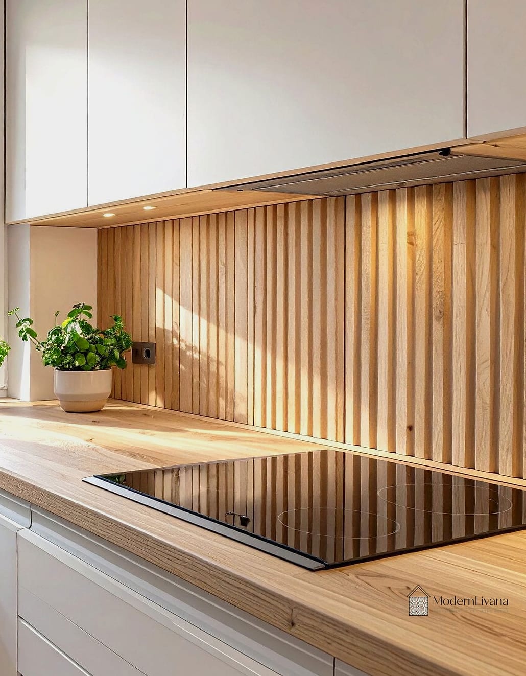 Fluted Wood Panel Accent