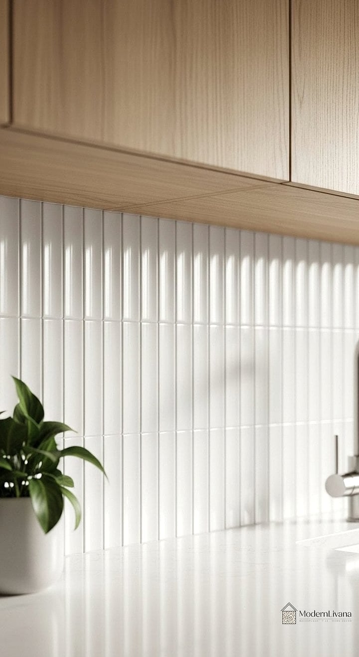 Fluted Wood Backsplash Panel