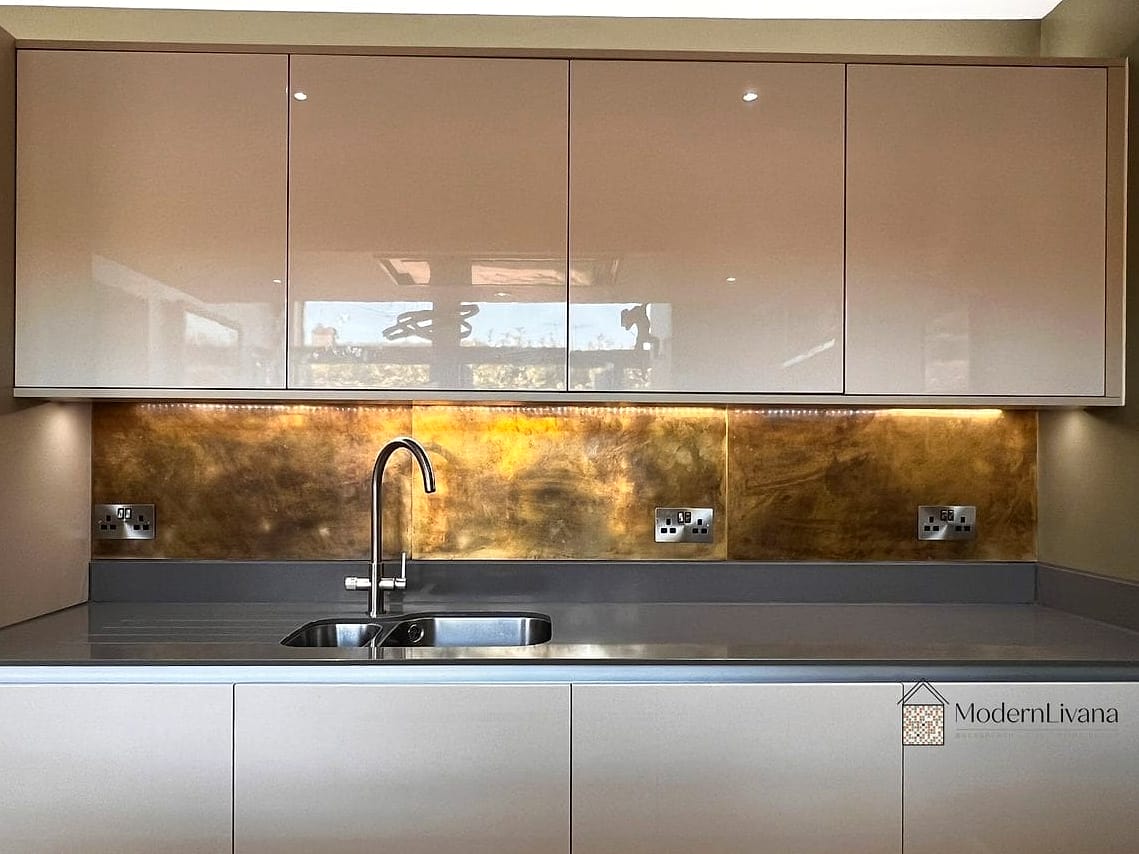 24 Brass Backsplash Ideas That Maximize Style and Function 2 Full Sheet Brushed Brass Panels