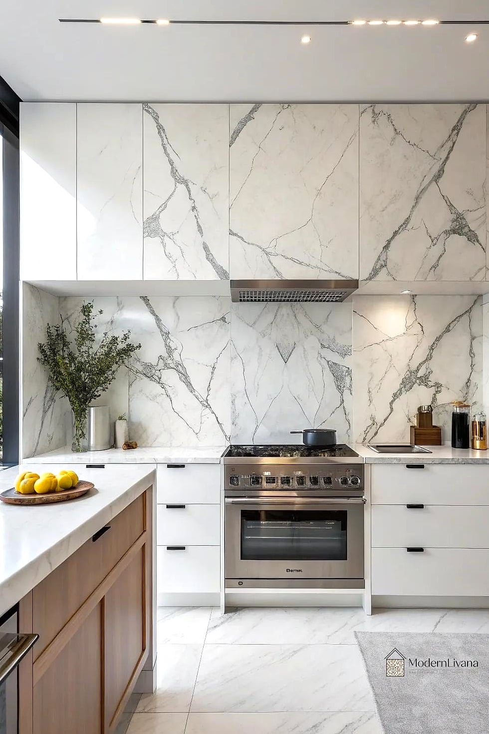 Full Slab Marble Backsplash