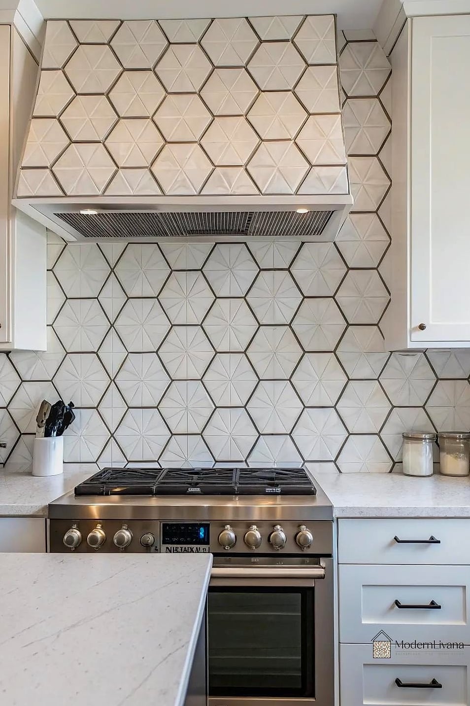 Geometric Mosaic Tile Statement Wall