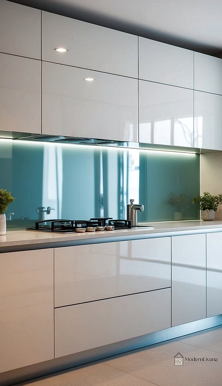 Glass Sheet Backsplash with Minimalist Styling