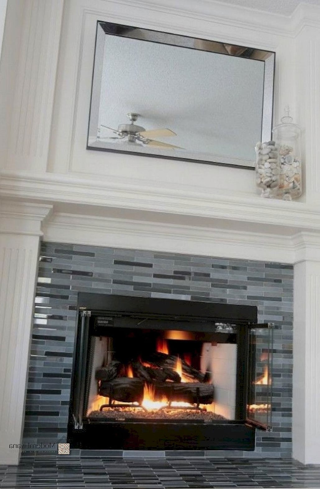Glass Tile Fireplace Surround