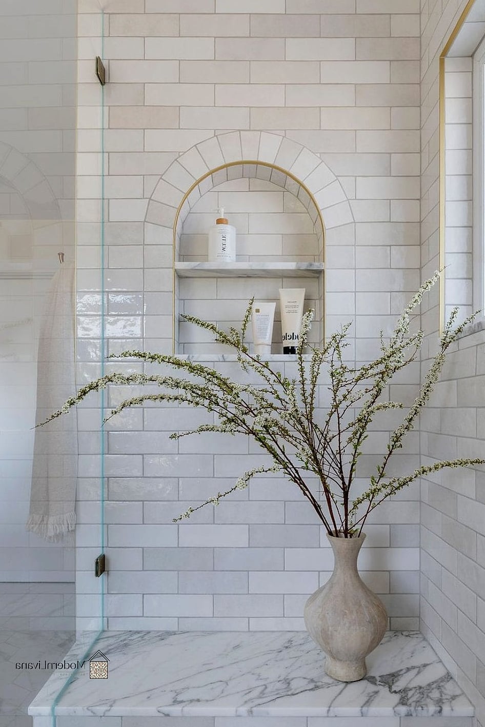 Glass Tile Niche Inside a Shower