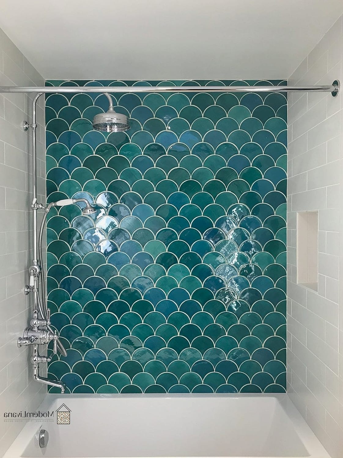 Glass Tile Fish Scale Pattern