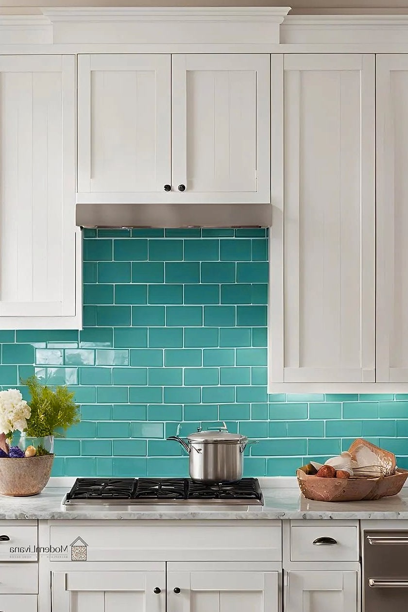 Glossy Aqua Subway Tile