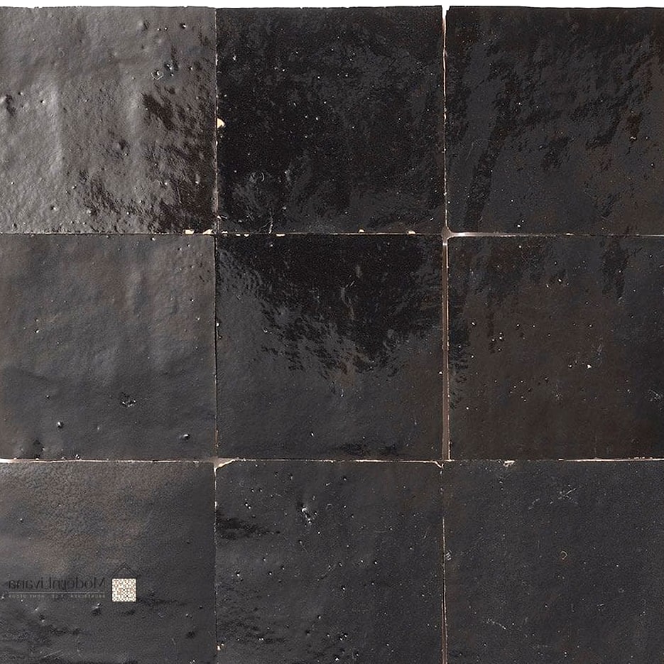 25 Black Tile Ideas to Show Your Contractor 3 Glossy Black Zellige Tile