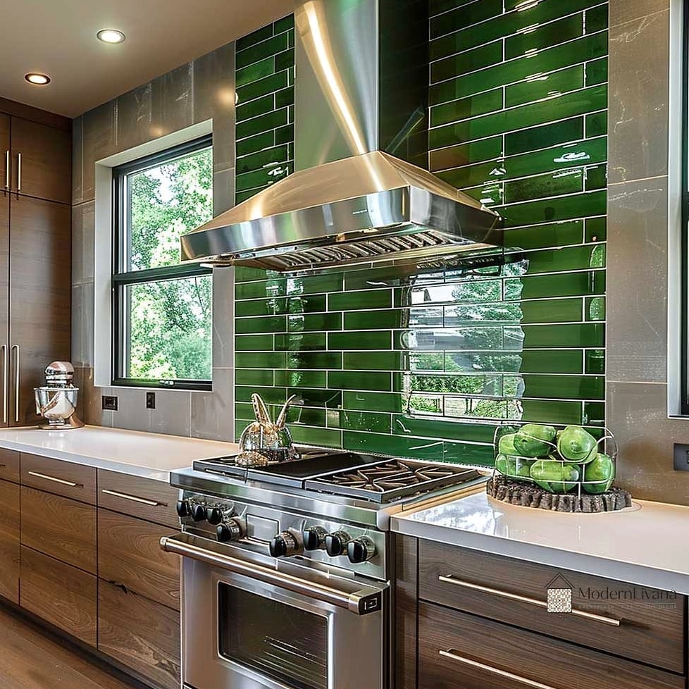29 Kitchen Backsplash Ideas From Homes We Absolutely Love 7 Glossy Emerald Green Tile