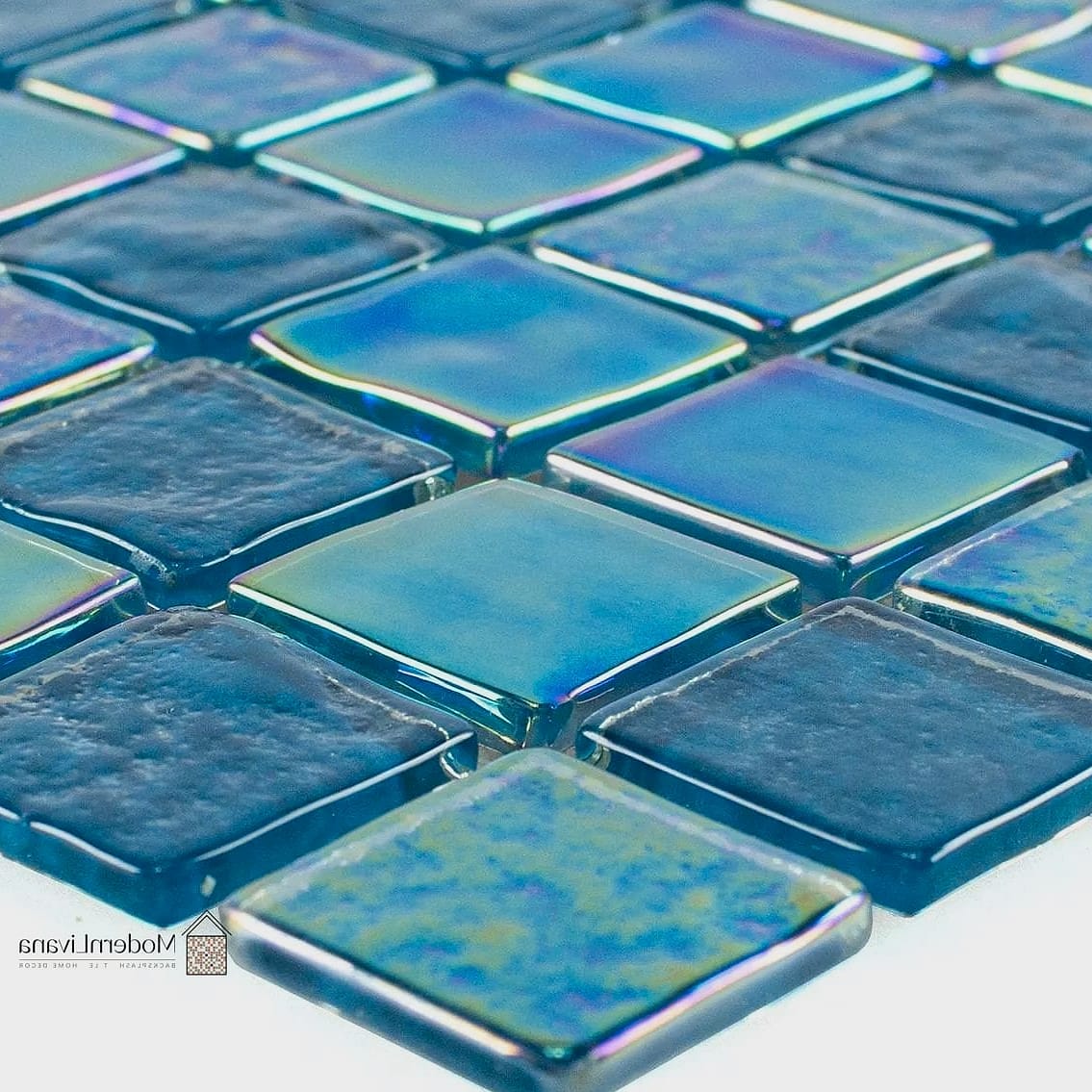 27 Blue Mosaic Tile Ideas From Homes We Absolutely Love 7 Glossy Glass Mosaic in Aqua