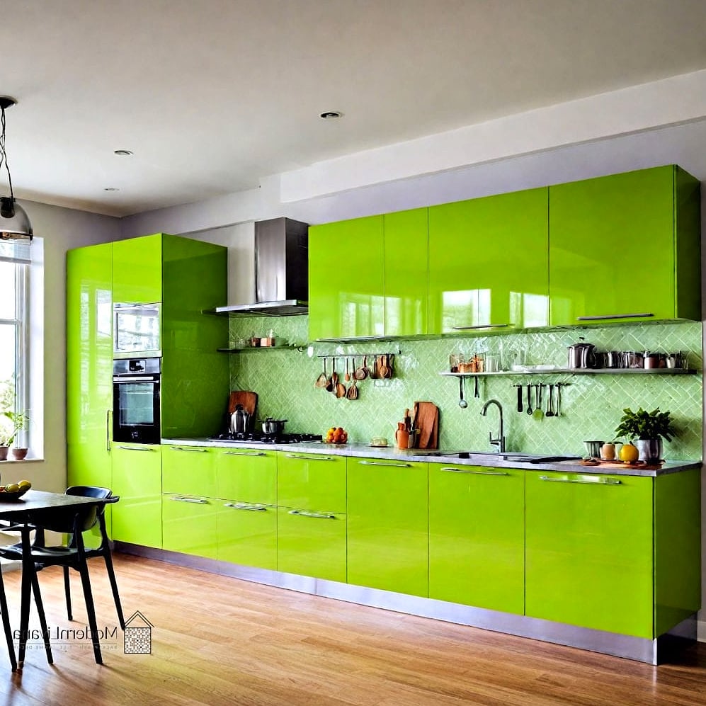 Glossy Green Cabinets Inspired by Nature