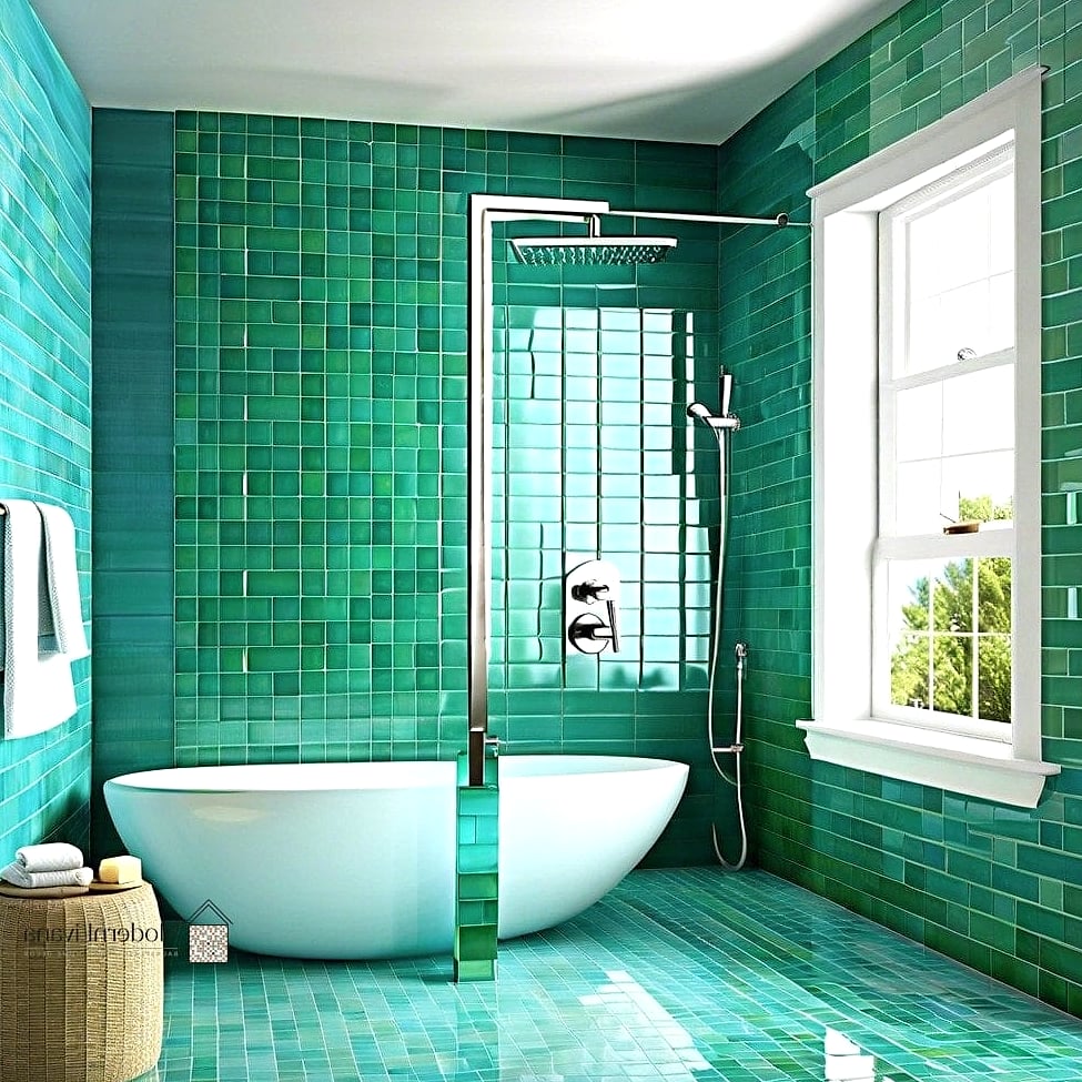 Glossy Green Glazed Tile for a Nature-Inspired Kitchen