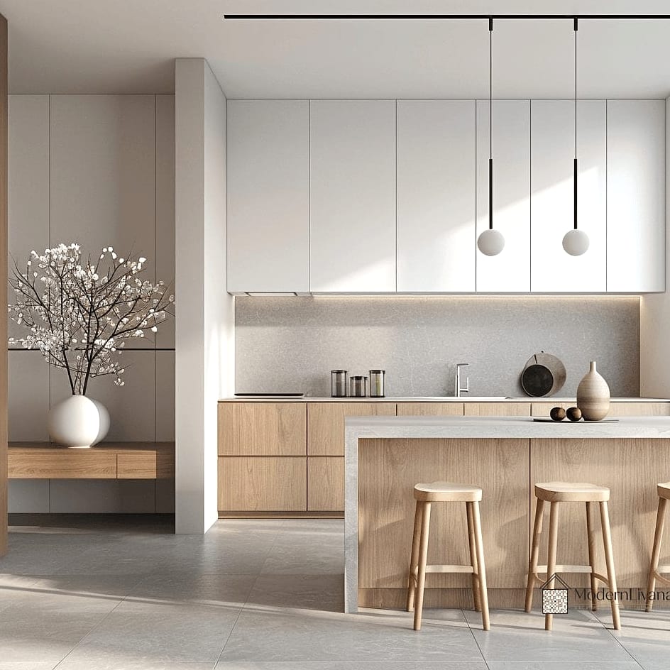 Glossy Minimalist Kitchens with Hidden Clutter