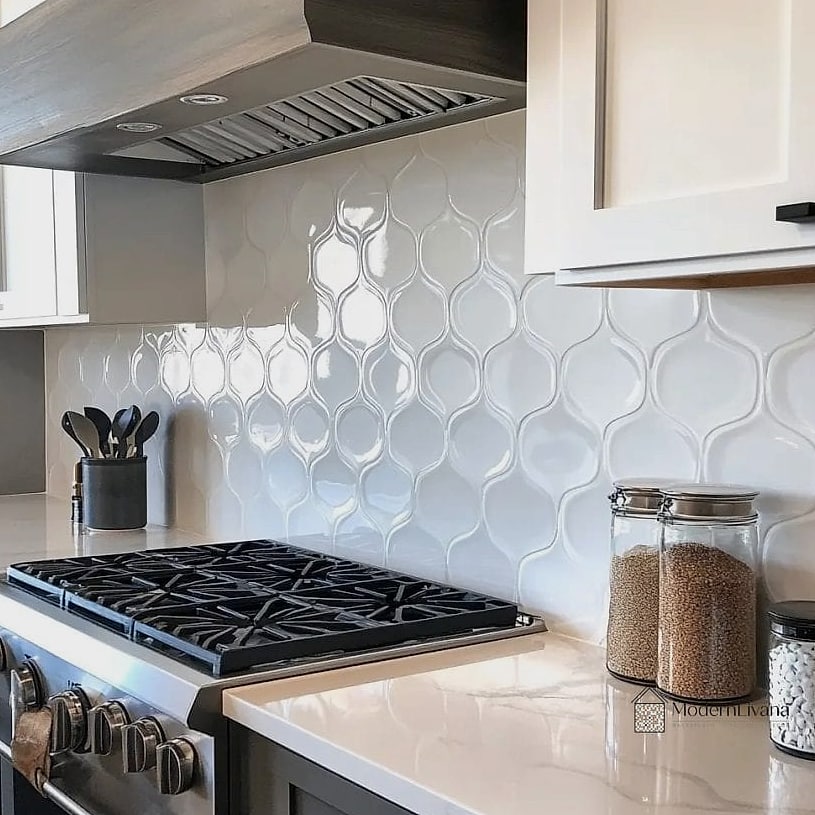 Glossy White Stacked Tile