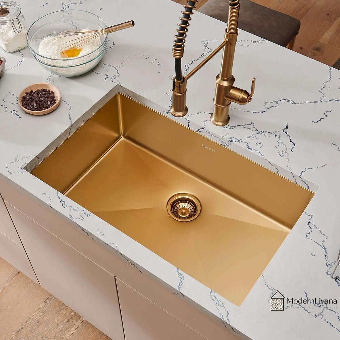 26 Kitchen Sink Ideas That Will Transform Your Space 12 Gold or Brushed Brass Fixtures