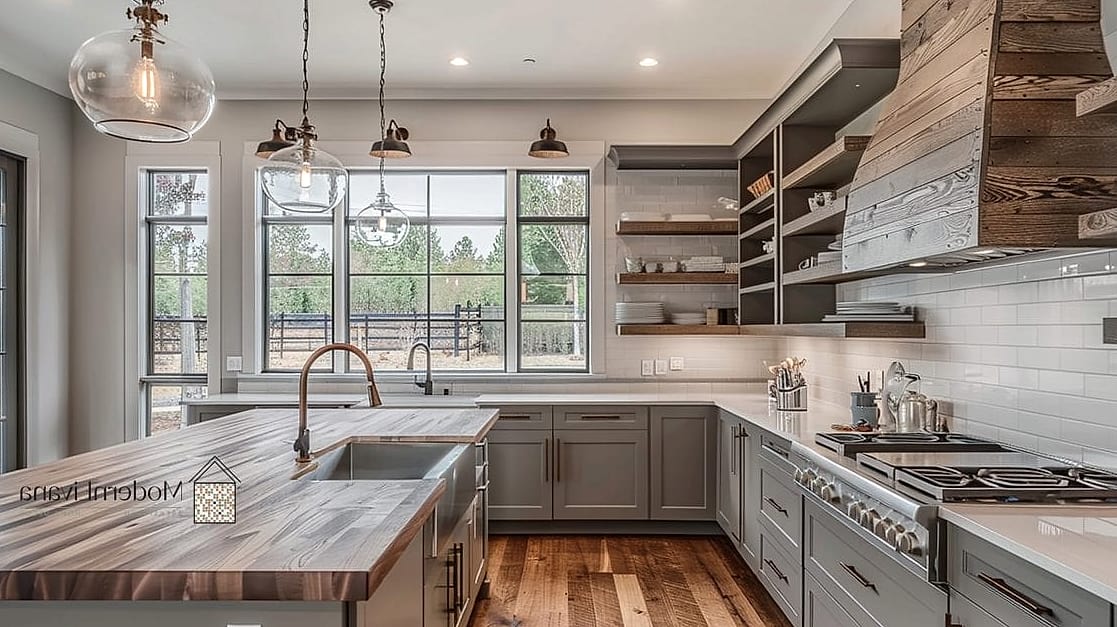 Gray Cabinets in a Farmhouse Kitchen