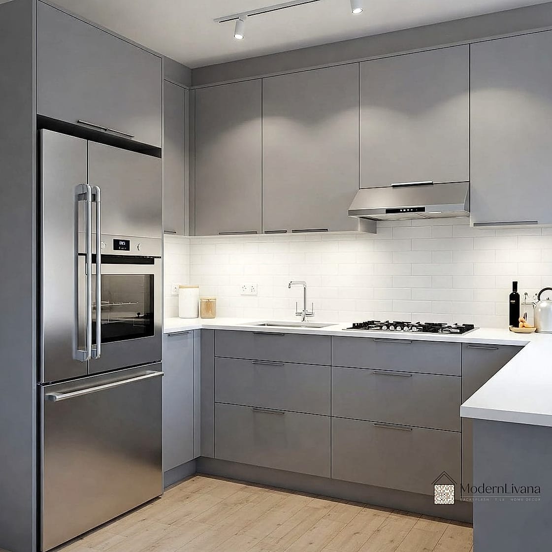Gray Cabinets With Brushed Brass Hardware