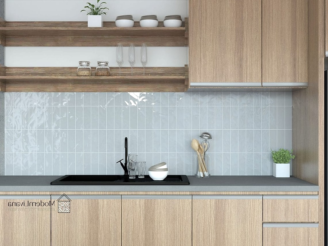Gray Glass Sheet Backsplash for a Contemporary Space
