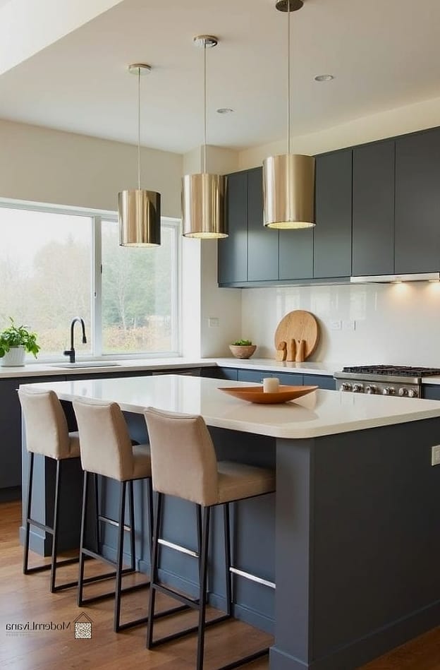 Gray Kitchen Island as a Focal Point