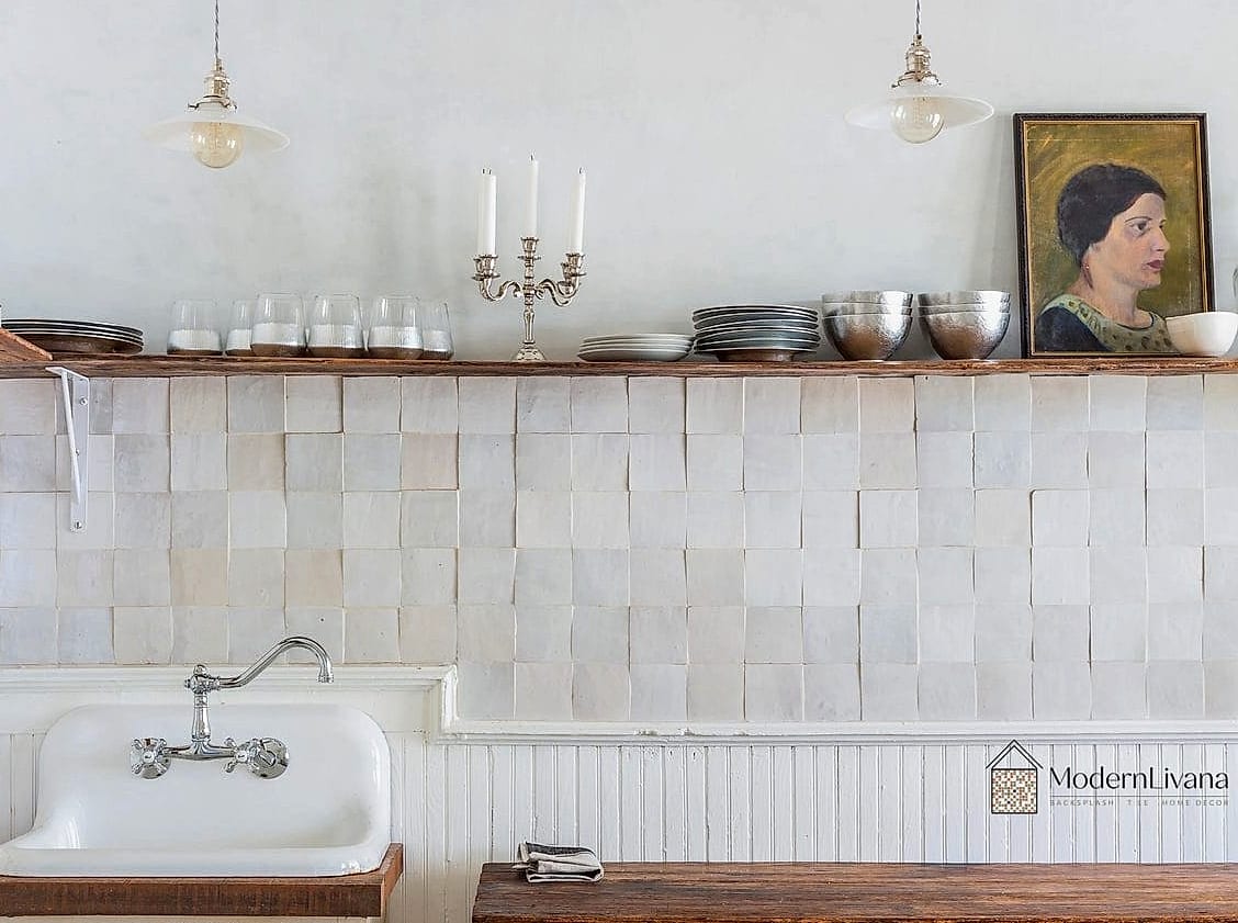 Gray Zellige Tile Accent Wall