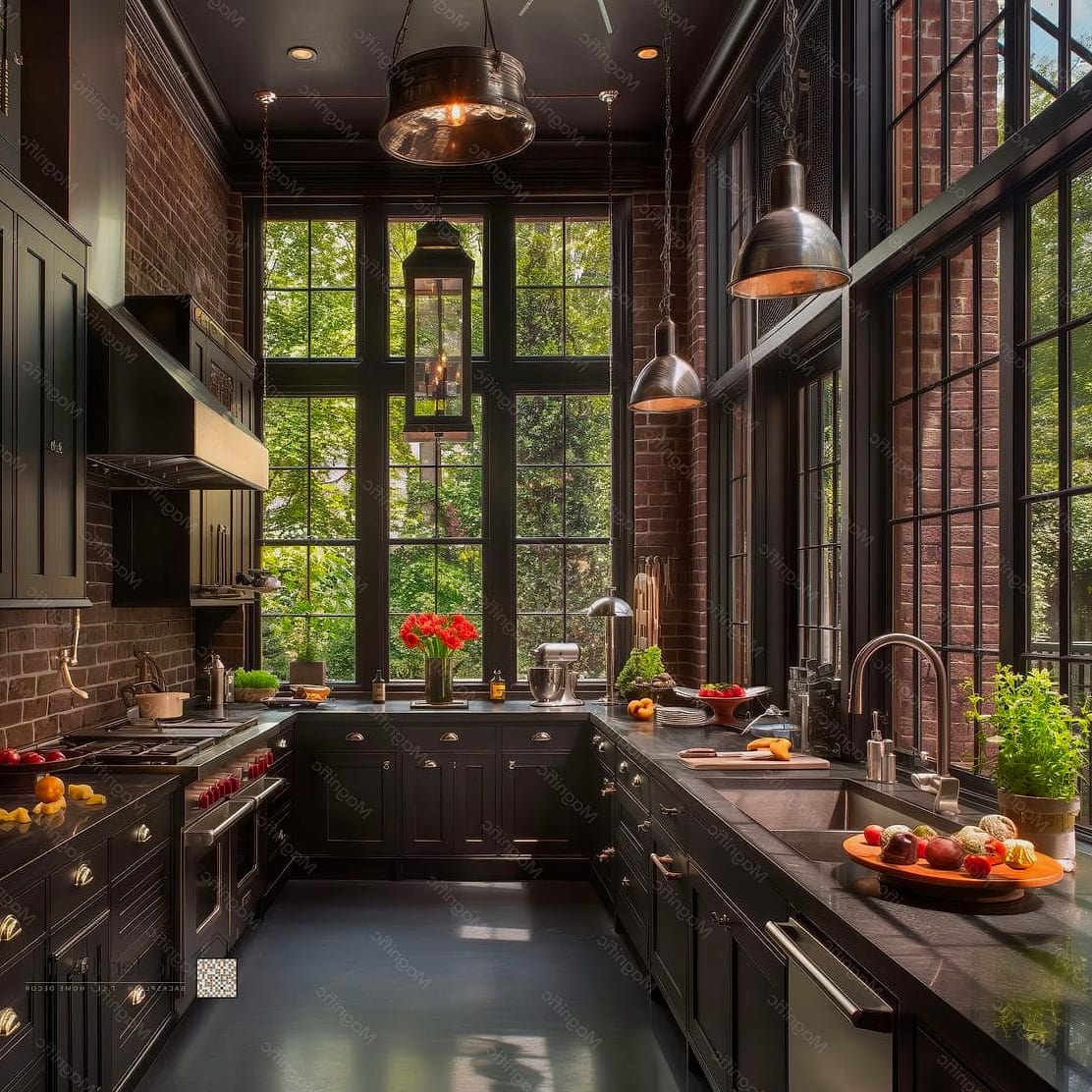 25 Industrial Kitchen Ideas From Homes We Absolutely Love 25 Greenery Against Industrial Finishes