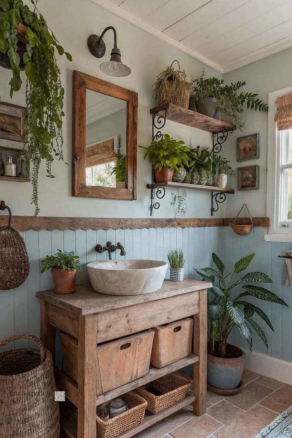 Greenery in Simple Ceramic Pots