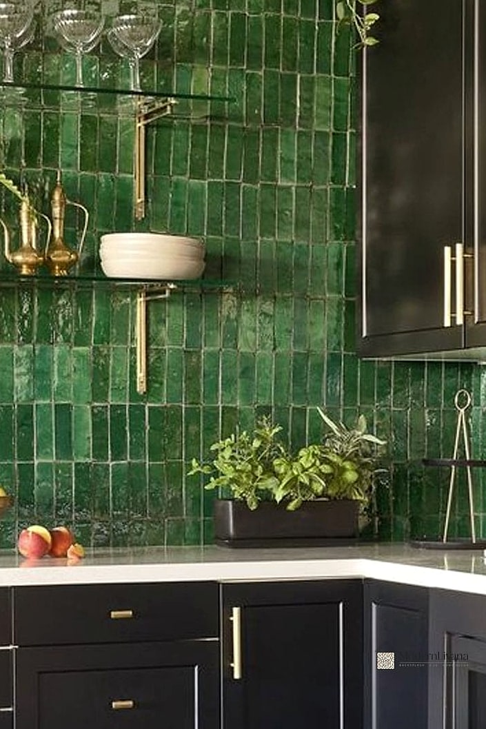 Green Tile for a Fresh Kitchen Feel