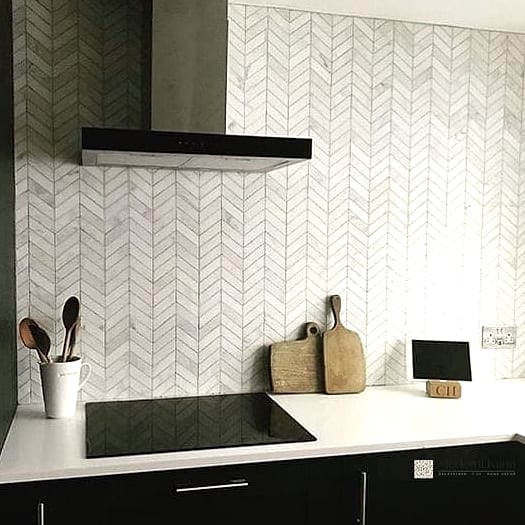 Grey Marble Chevron for Modern Kitchens