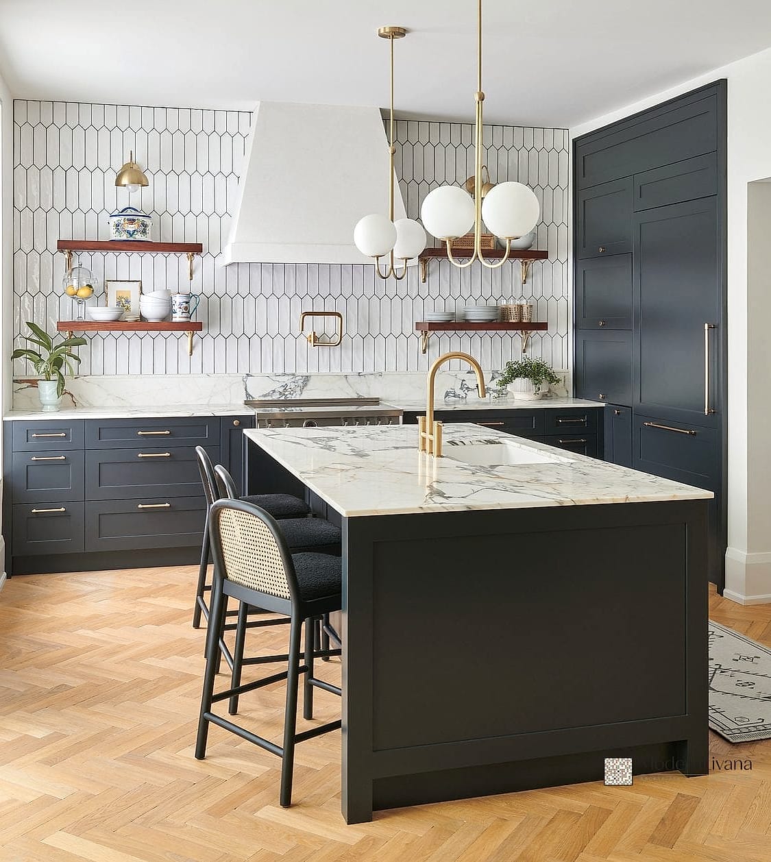 Herringbone-Inspired Elongated Hexagon Tile Layout