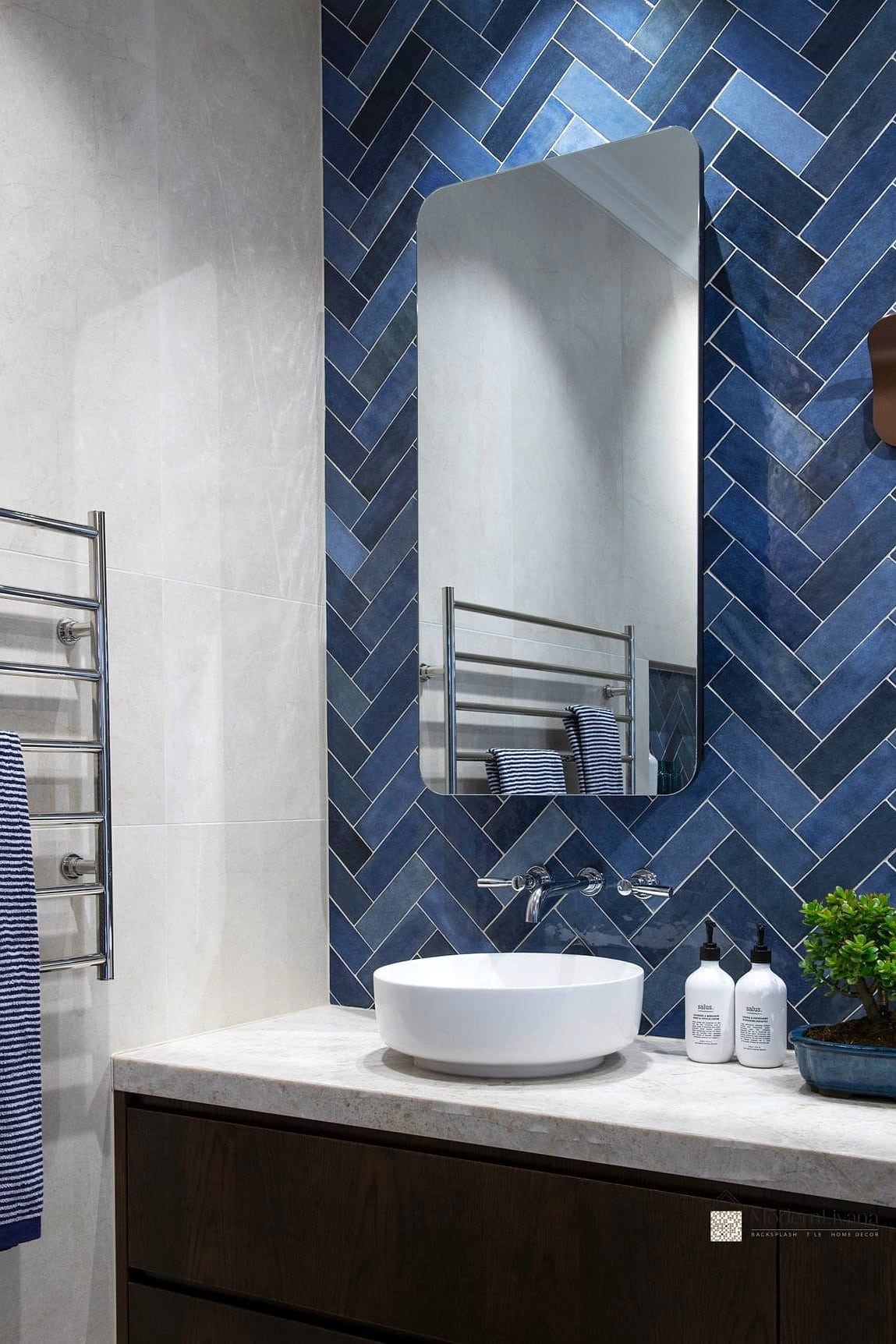 Herringbone Pattern Backsplash