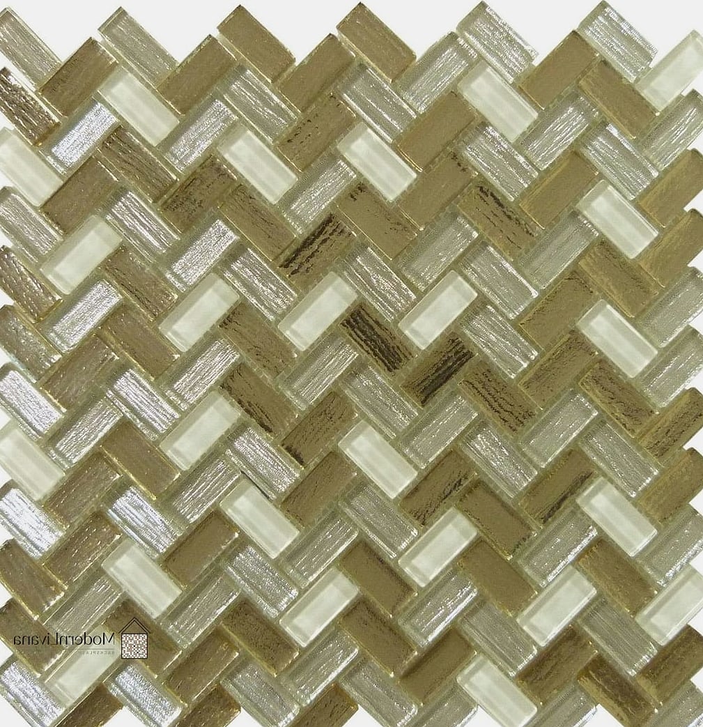 Herringbone Pattern in White Glass