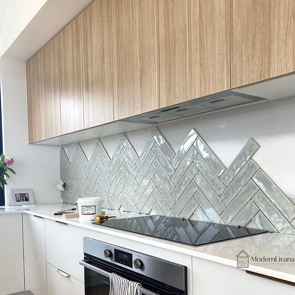Herringbone Pattern Glossy Subway Tile