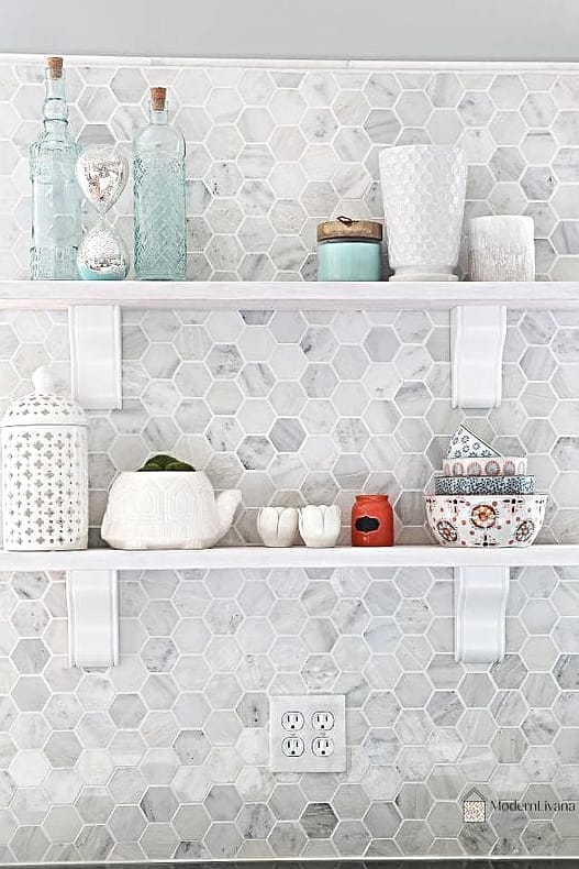 Hex Tile with Under-Cabinet Lighting Layered On Top