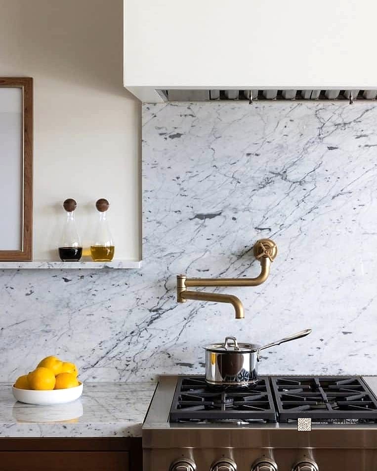 30 Marble Backsplash Ideas That Are Stylish and Practical 14 Honed Marble for a Matte Look
