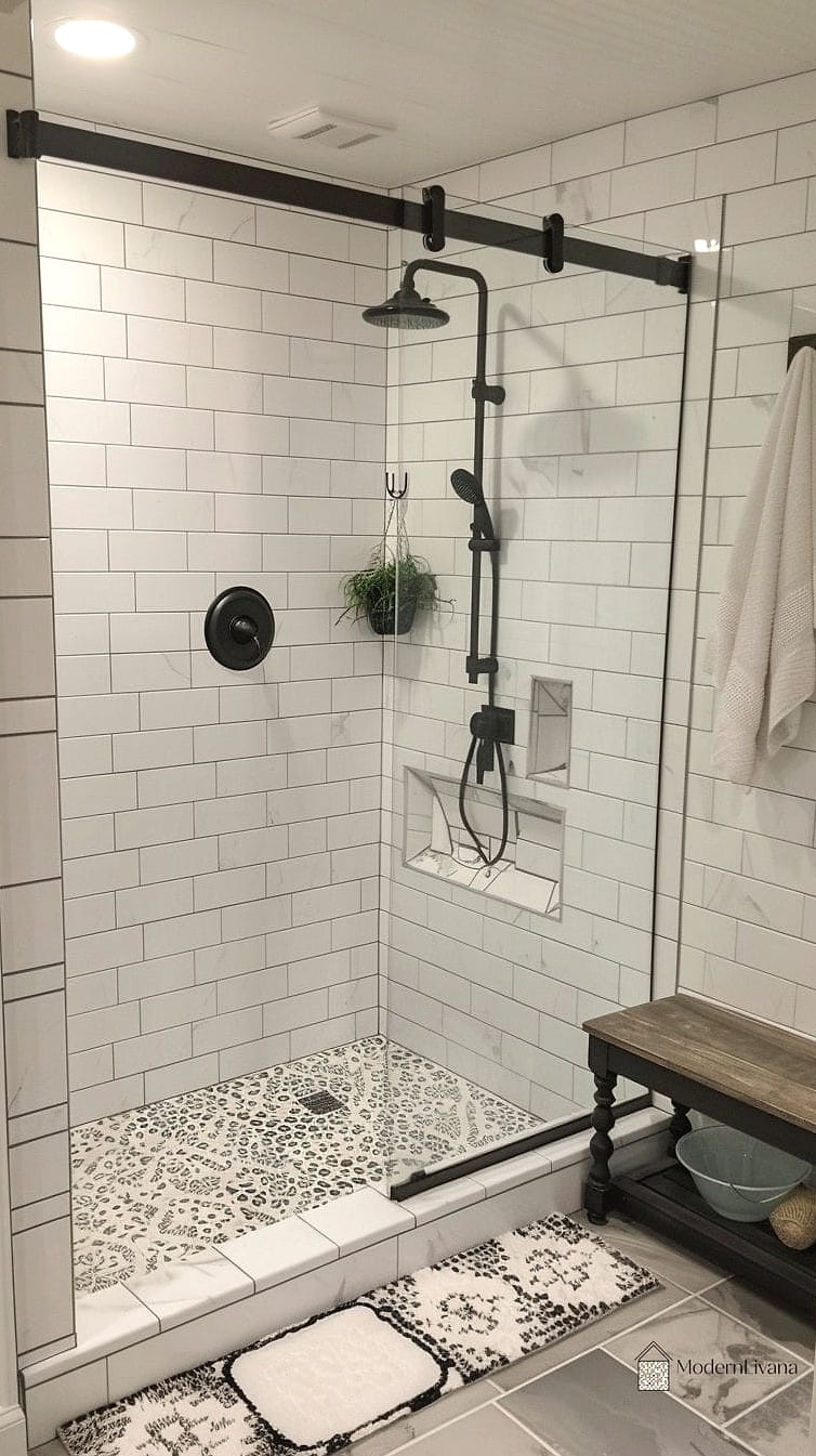 14. Install a Farmhouse-Style Shower Door