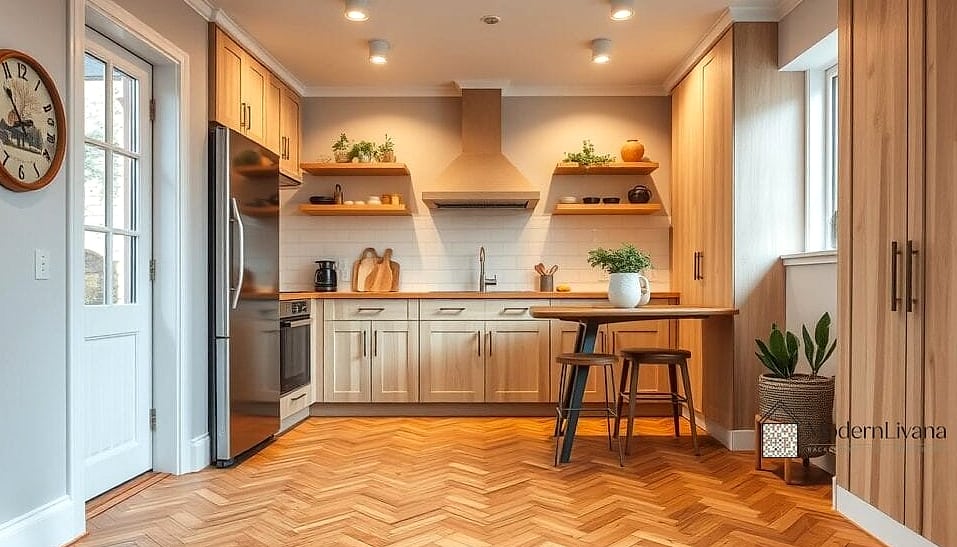 21 Stylish Kitchen Ideas That Maximize Style and Function 13 Install a Herringbone Backsplash Pattern